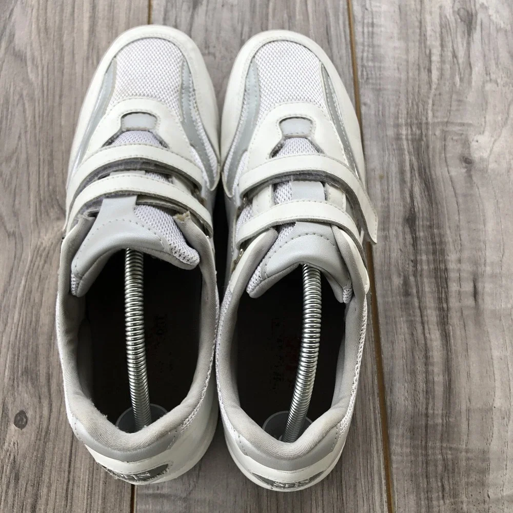 SAS Comfort Walking Shoes Women Size 9 B White Leather TMV EZ Strap Sneakers USA